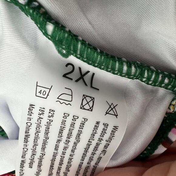 High-Waist Swim Bottoms Colorful Palm and Floral Print Womens 2XL - Picture 3 of 4